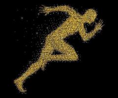 A sprinter made from gold dust vector