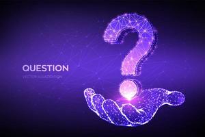 Question mark. Low poly abstract Question sign in hand. vector