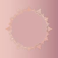 Fondo decorativo de oro rosa con marco elegante. vector