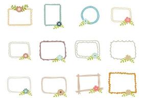 conjunto de marco de doodle con flores vector