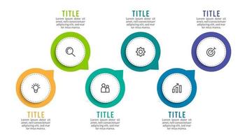 Minimal Six Step Infographics for Business Concept vector