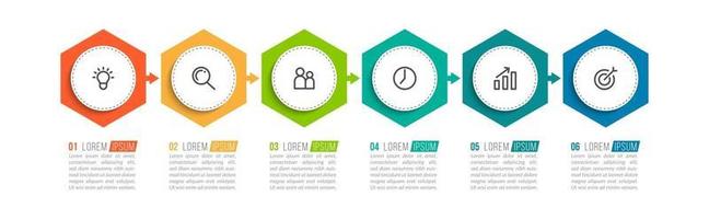 Modern diagram with 6 Colorful HexagonalElements vector