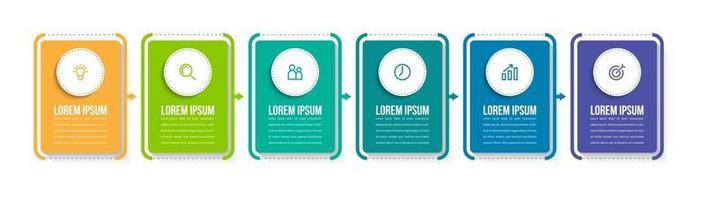 Modern diagram with 6 Colorful Rectangular Elements vector
