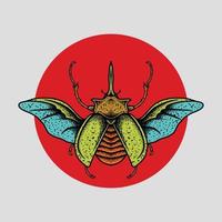 Insect drawing with red circle vector