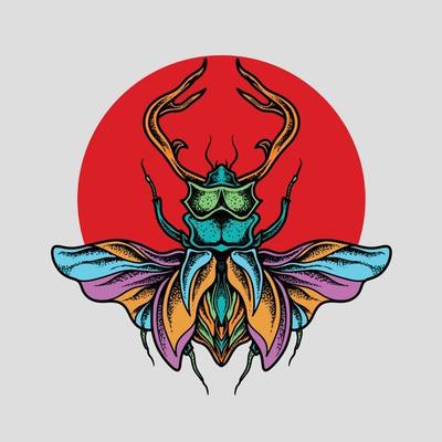 Insect drawing with red circle