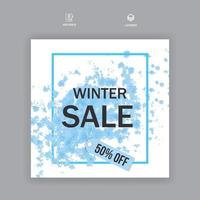 Winter sale banner design with water color vector template