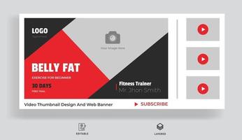 Fitness thumbnail design for your channel. Gym exercise banner vector