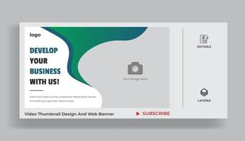 Video thumbnail and web banner template for live workshop business. vector