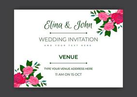 Wedding invitation card flowers, leaves, watercolor, minimal vector. vector