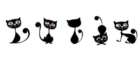 Cartoon cat character collection set vector