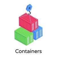 Containers and crane lifting vector