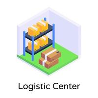 Logistic Center and shelves vector