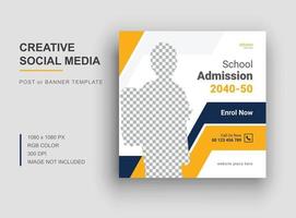 Back to school social media post, School admission banner design