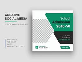 Back to school social media post, School admission web banner template