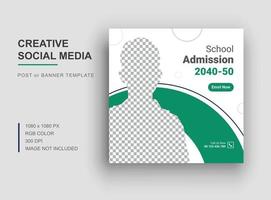 Back to school social media post, School admission web banner template vector