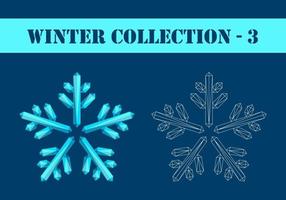 Cyan polygonal and contour snowflakes vector