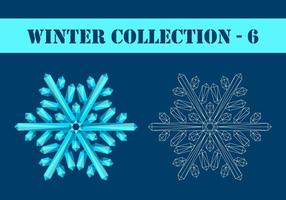 Cyan polygonal and contour snowflakes vector