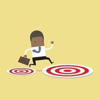 African businessman jumping from small target to the big target. vector
