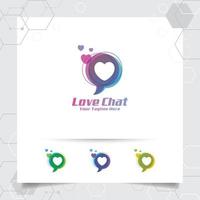 Love chat logo design concept of love vector and colorful style.