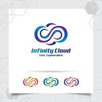 concepto de diseño de vector de logotipo de nube de nube y símbolo infinito