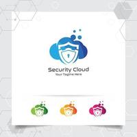 Security cloud logo design vector concept of protection shield