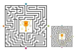 Square maze labyrinth game for kids. Labyrinth logic conundrum vector