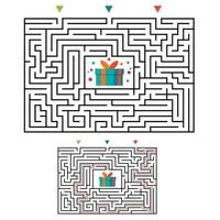 Rectangular maze labyrinth game for kids. Labyrinth logic conundrum. vector