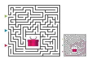 Square maze labyrinth game for kids. Labyrinth logic vector