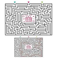 Rectangular maze labyrinth game for kids. Labyrinth logic conundrum. vector