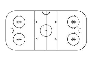 Ice hockey field scheme. View from above. Black and white vector
