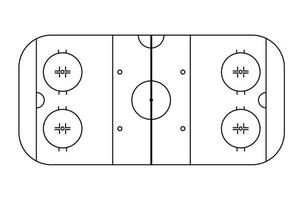 esquema de campo de hockey sobre hielo. vista desde arriba. en blanco y negro vector