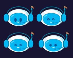 Chatbot icon set. Cute robots faces vector