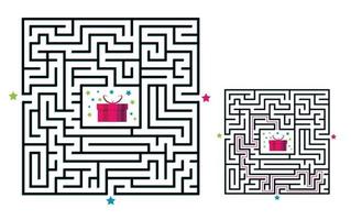 Square maze labyrinth game for kids. Labyrinth logic conundrum. vector