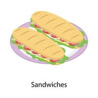 conceptos de plato de sándwiches vector