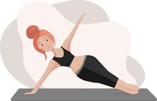 mujer joven haciendo yoga. estilo plano. vector