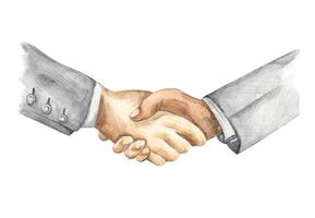 Watercolor painting of businessman handshake.