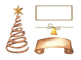 Set of Christmas decorations. Watercolor elements. vector