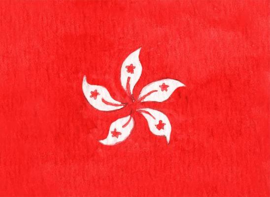 Watercolor flag of the Hong Kong.