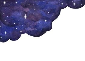 Watercolor night sky background with stars. vector