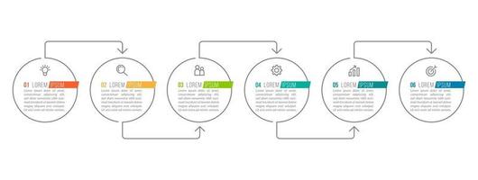 Plantilla de diseño de infografía simple de 6 pasos vector