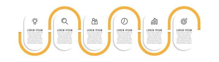 Timeline Infographics with Six Steps vector
