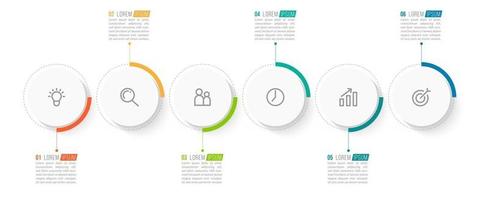 Proceso de infografía empresarial con 6 pasos. vector