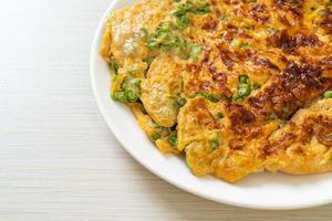 Omelet with long beans or cow-pea - homemade food style photo