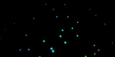 Dark Blue, Green vector background with colorful stars.