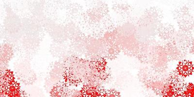 textura de vector rojo claro con copos de nieve brillantes.