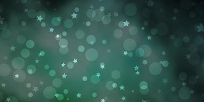 Light Green vector pattern with circles, stars.