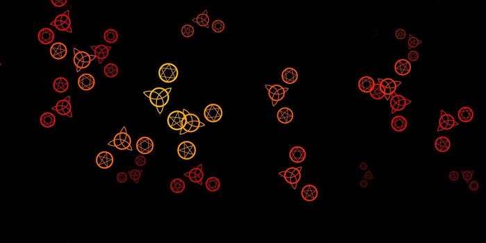 patrón de vector naranja oscuro con elementos mágicos.