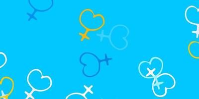 Light Blue, Yellow vector texture with women's rights symbols.