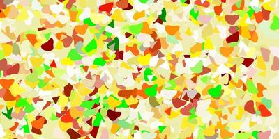 Light green, yellow vector backdrop with chaotic shapes.