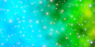 Light Blue, Green vector background with colorful stars.